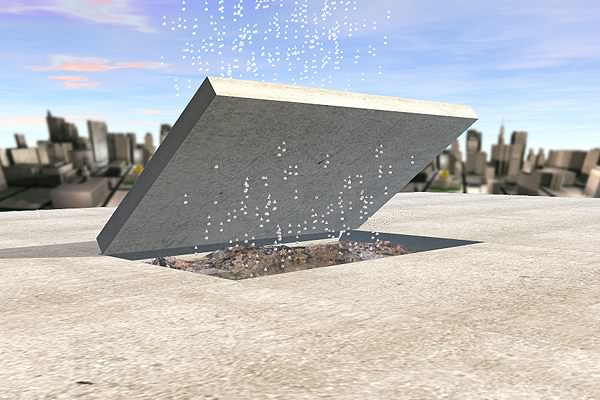 Raised cement with water